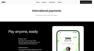 Zing's UK website